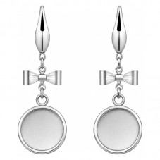 1 Paire de Supports Boucles d'Oreilles en Acier Inoxydable Argenté pour Cabochon 12 ou 20mm