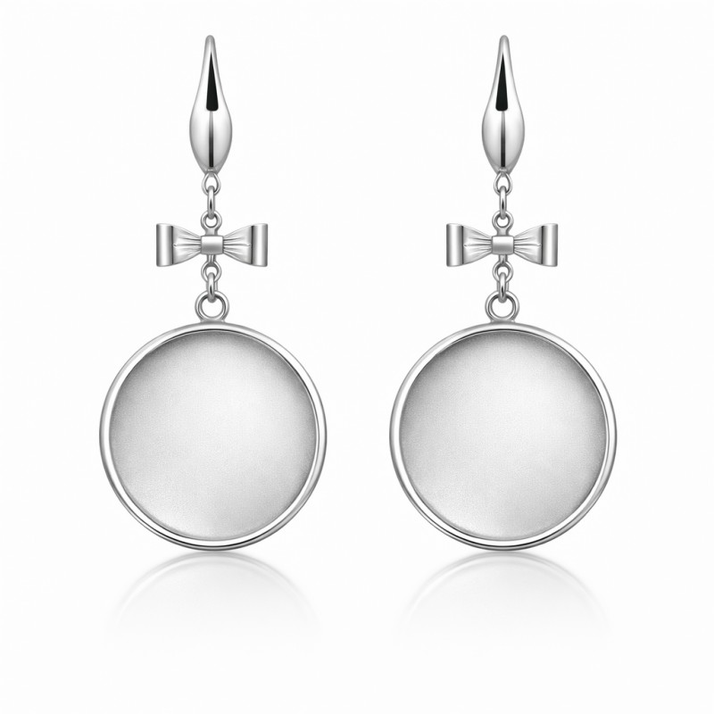 1 Paire de Support Boucle d'Oreille en Acier Inoxydable pour Cabochon 12 ou 20mm