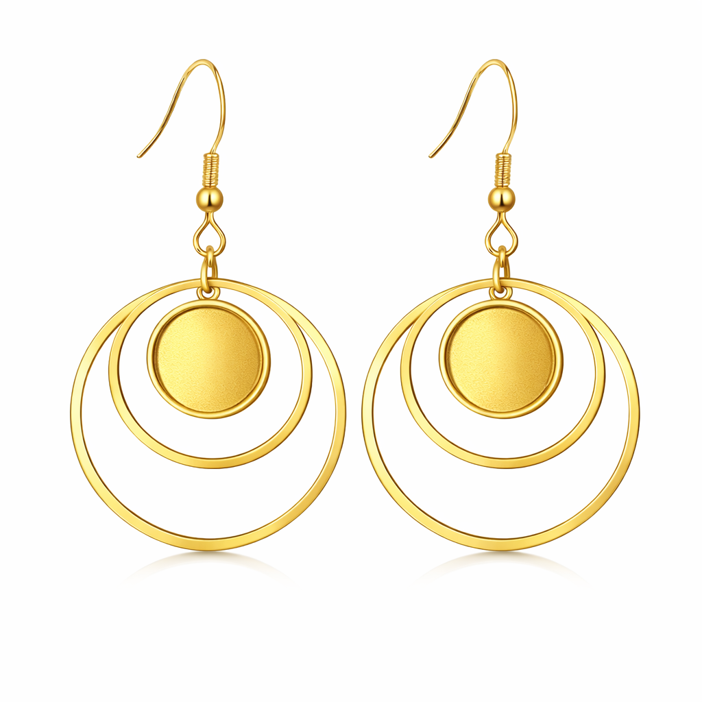 1 Paire de Support Boucle d'Oreille en Acier Inoxydable Doré pour Cabochon 12mm