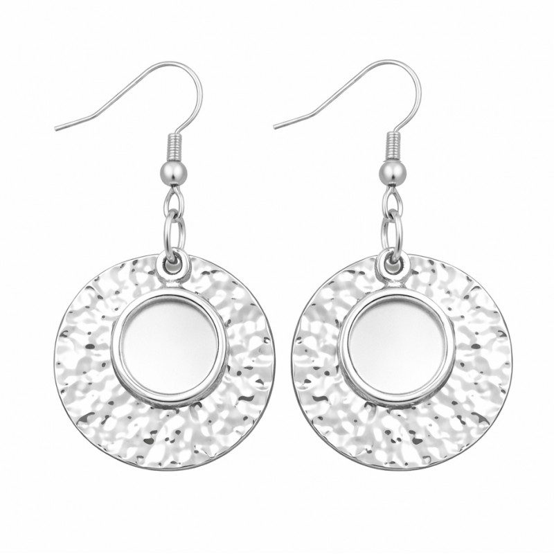 1 Paire de Supports Boucles d'Oreilles Crochets Argentés pour Cabochon 12mm