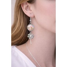 1 Paire de Support Boucle d'Oreille Pissenlit en Acier Inoxydable Argenté pour Cabochon 10 ou 12mm