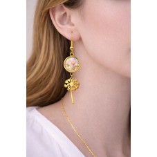 1 Paire de Support Boucle d'Oreille Pissenlit en Acier Inoxydable Doré pour Cabochon 10 ou 12mm