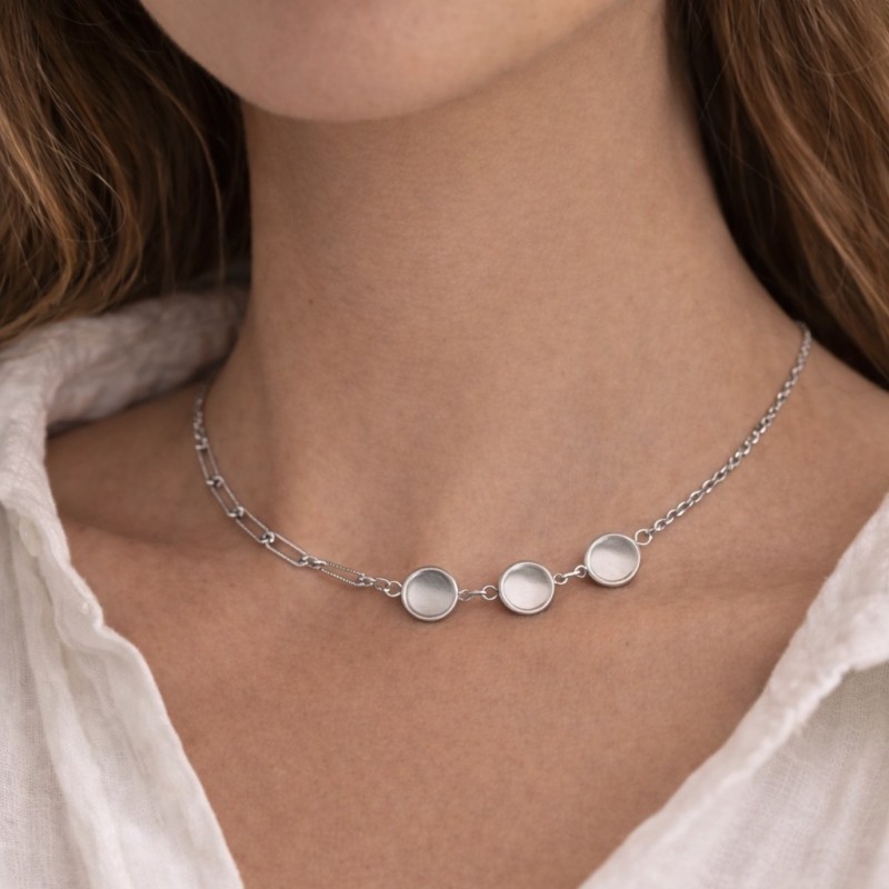 Collier pour Cabochon 12mm Chaîne à Maille Fine 1,2mm en Acier Inoxydable Argenté - 60cm Long