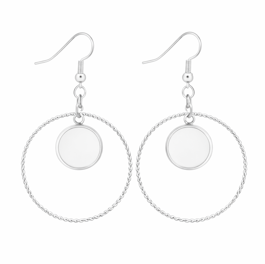 1 Paire de Support Boucle d'Oreille en Acier Inoxydable Argenté pour Cabochon 12mm