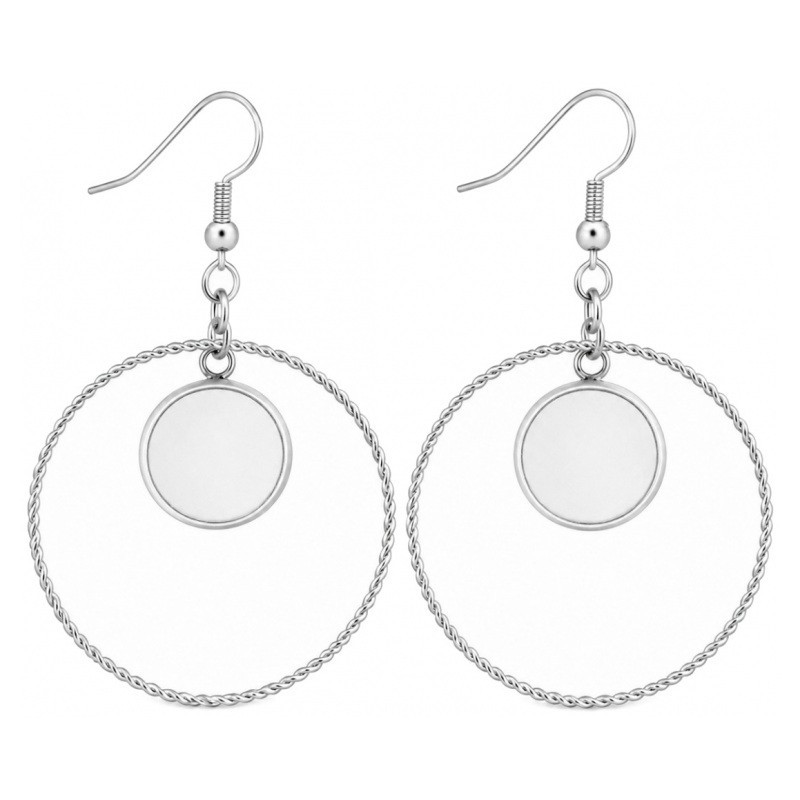 1 Paire de Supports Boucles d'Oreilles en Acier Inoxydable Argenté pour Cabochon 12mm