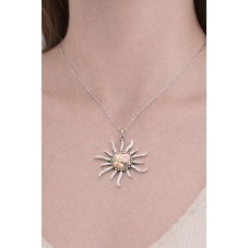 Support Pendentif Soleil Argenté pour Cabochon 12mm