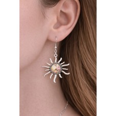 Support Pendentif Soleil Argenté pour Cabochon 12mm