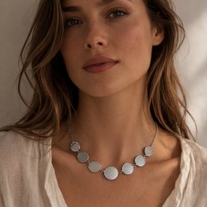 Collier pour Cabochon 14, 16, 18 et 20mm Chaîne 2mm en Acier Inoxydable Argenté - 58cm Long