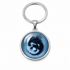 Support Porte-clé en Acier Inoxydable Argenté pour Cabochon 25mm