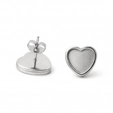 1 Paire de Support Boucle d'Oreille en Acier Inoxydable Argenté pour Cabochon 12mm pour la Création de Bijoux Fantaisie - DIY