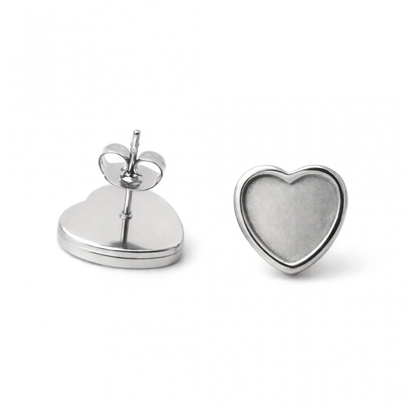 1 Paire de Support Boucle d'Oreille en Acier Inoxydable Argenté pour Cabochon 12mm