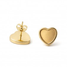 1 Paire de Support Boucle d'Oreille en Acier Inoxydable Doré pour Cabochon 12mm pour la Création de Bijoux Fantaisie - DIY