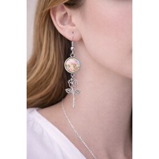 1 Paire de Support Boucle d'Oreille Rose en Acier Inoxydable Argenté pour Cabochon 12mm