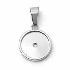 Support Pendentif en Acier Inoxydable Argenté pour Cabochon 12mm pour la Création de Bijoux Fantaisie - DIY