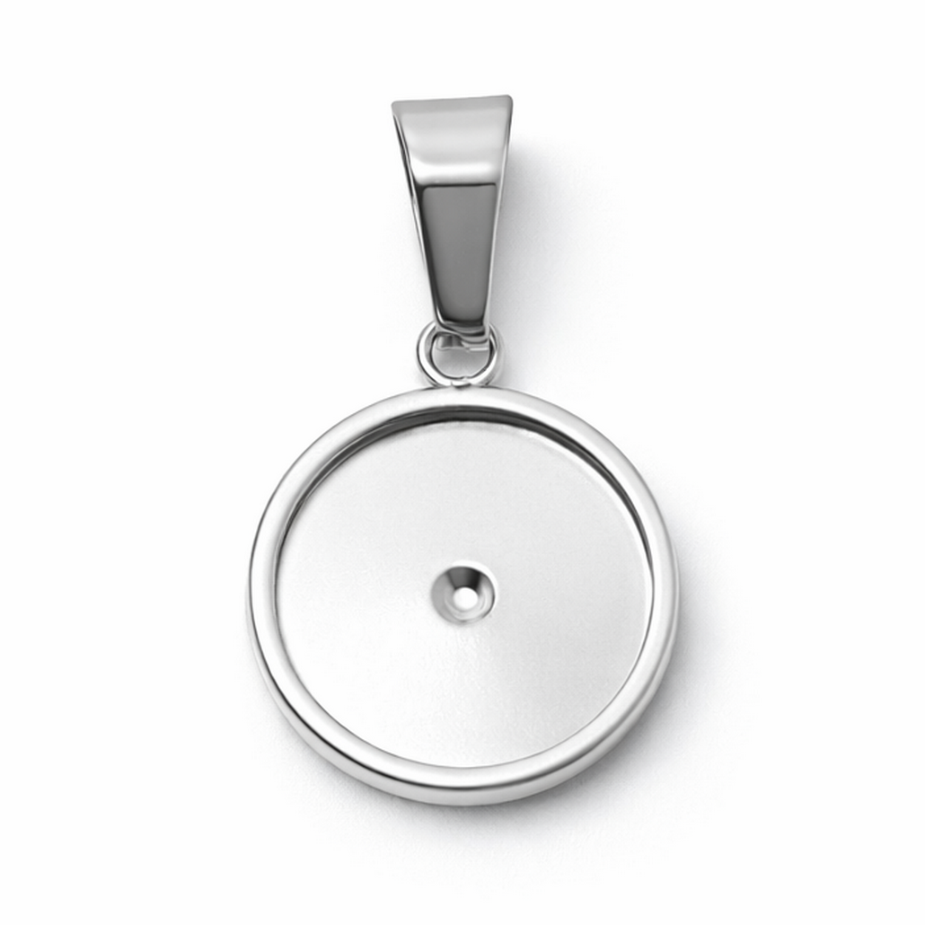 Support Pendentif en Acier Inoxydable Argenté pour Cabochon 12mm