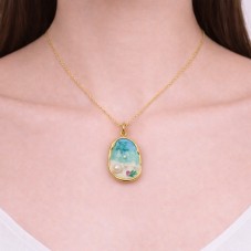 Breloque Étoile de Mer Perles en Émail Acier Inoxydable Doré 32x22mm