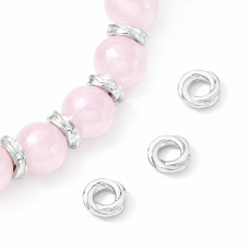 10 Perles Intercalaires Rondes Plates Stylisées en Métal Argenté 6mm pour la Création de Bijoux Fantaisie - DIY