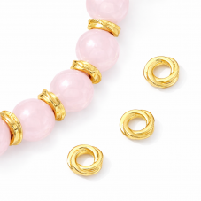 10 Perles Intercalaires Rondes Plates Stylisées en Métal Doré 6mm pour la Création de Bijoux Fantaisie - DIY