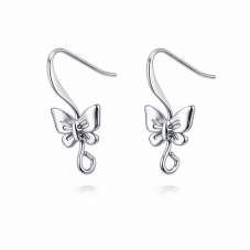1 Paire de Supports Boucle d'Oreille Papillon Crochet Argenté  pour la Création de Bijoux Fantaisie - DIY