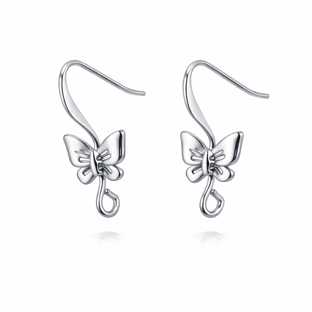 1 Paire de Supports Boucle d'Oreille Papillon Crochet Argenté