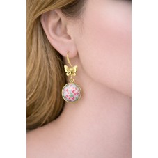 1 Paire de Supports Boucle d'Oreille Papillon Crochet Doré 18K