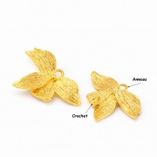 2 Pendentifs Connecteurs Fleur en Métal Doré 21x15mm