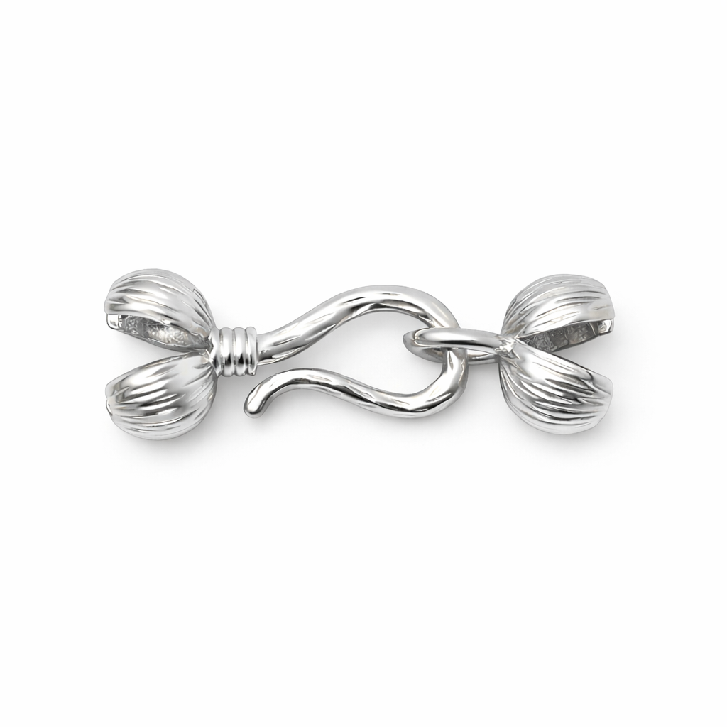 1 Cache-Noeud Fermoir Embout Bourgeon en Métal Argenté 20x6mm