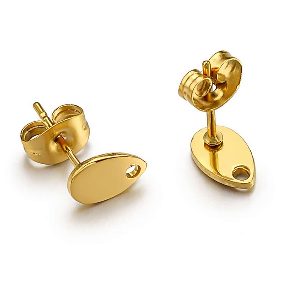1 Paire de Support Boucle d'Oreille Tige Goutte en Acier Inoxydable Doré