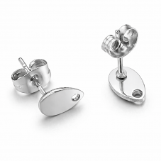 2 Paires de Support Boucle d'Oreille Tige Goutte en Acier Inoxydable Argenté