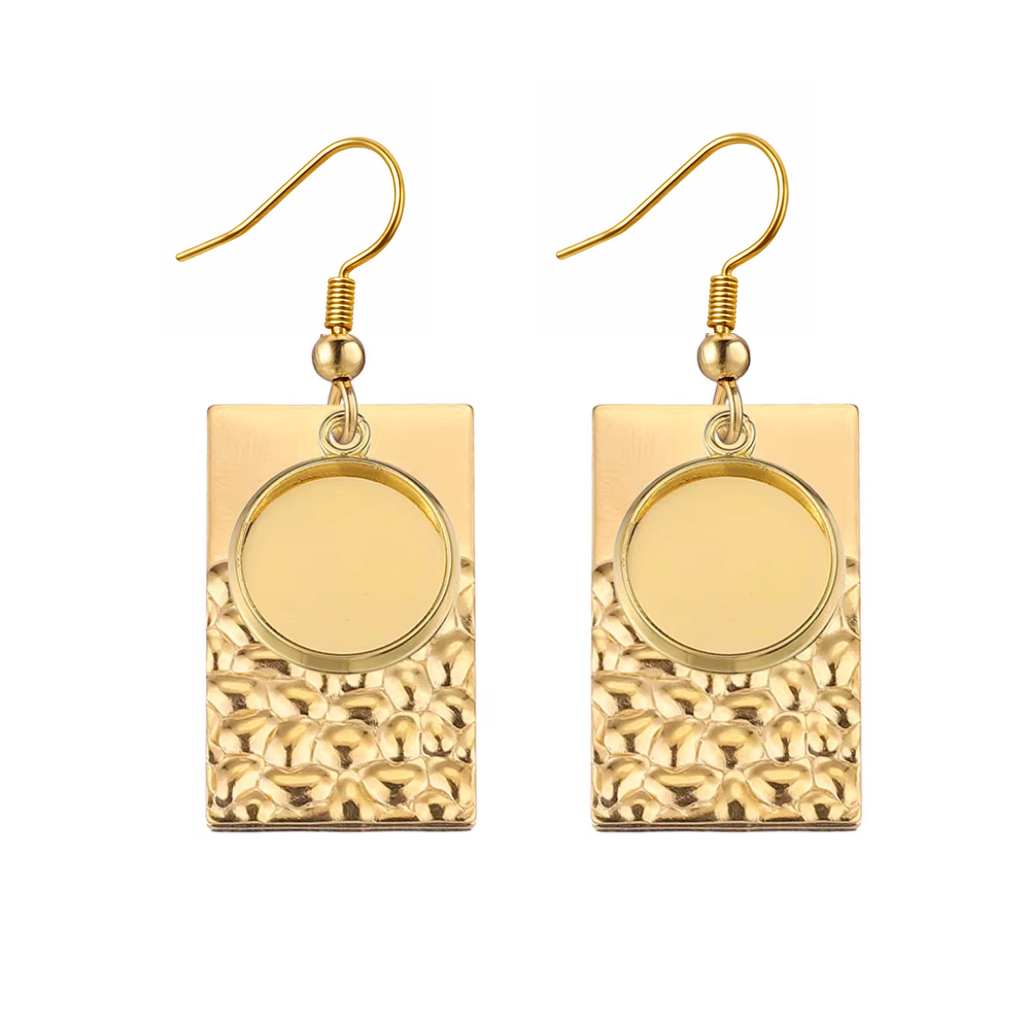 1 Paire de Support Boucle d'Oreille en Acier Inoxydable Doré pour Cabochon 12mm