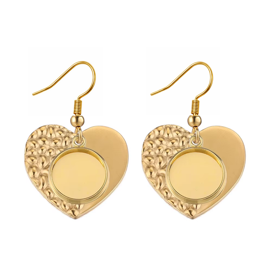 1 Paire de Support Boucle d'Oreille en Acier Inoxydable Doré pour Cabochon 12mm