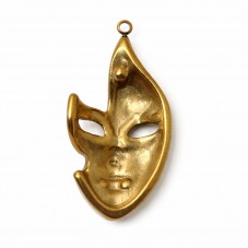 Breloque Masque Vénitien en Émail Acier Inoxydable Doré 40x21mm