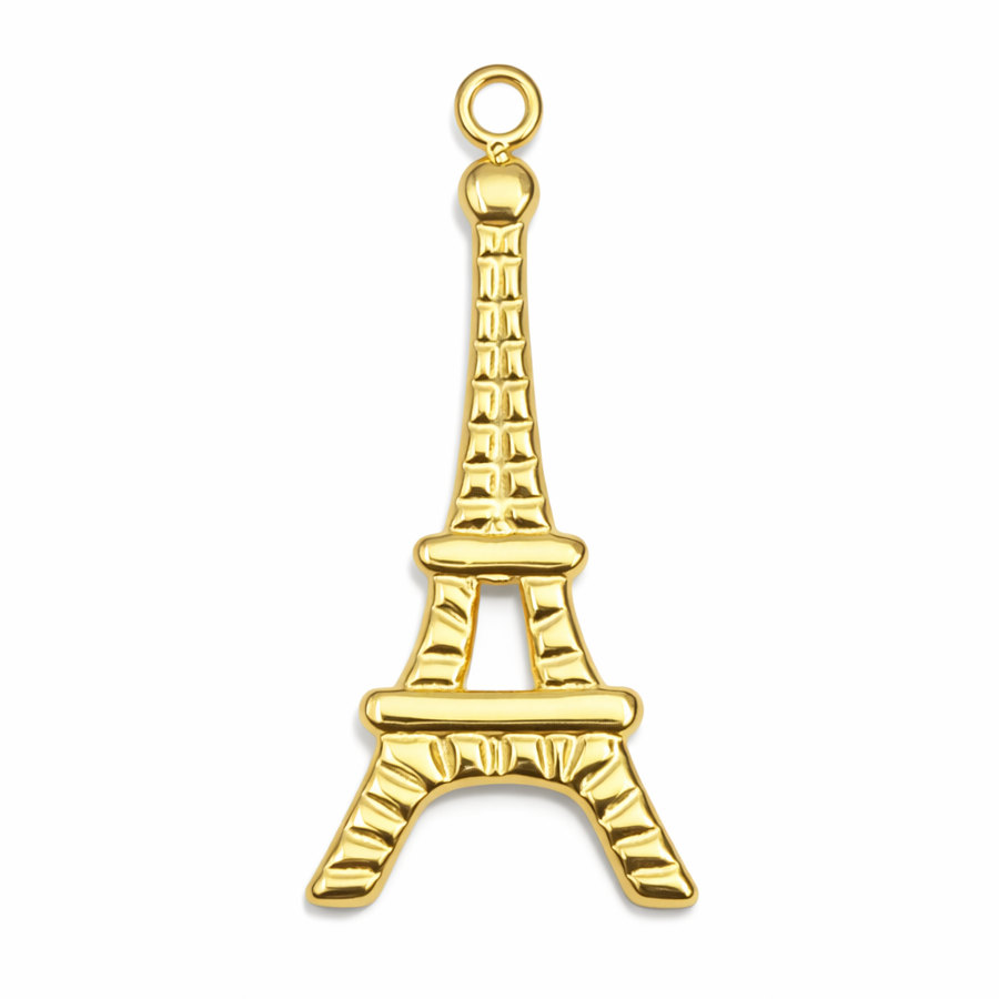 Breloque Tour Eiffel en Acier Inoxydable Doré 22x10mm