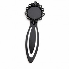 Support en Métal Marque-Page Signet Noir pour Cabochon 20mm  pour la Création de Bijoux Fantaisie - DIY