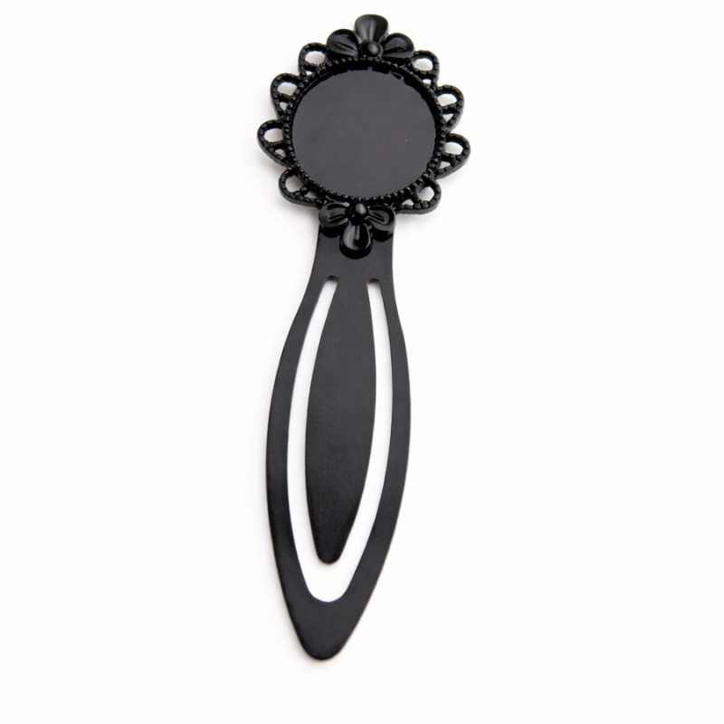 Support Marque-Page Signet Noir pour Cabochon 20mm