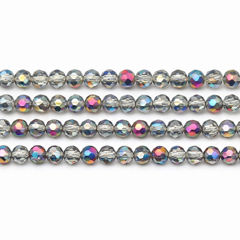 110 Perles à Facettes en Verre Gris/Rose 4mm