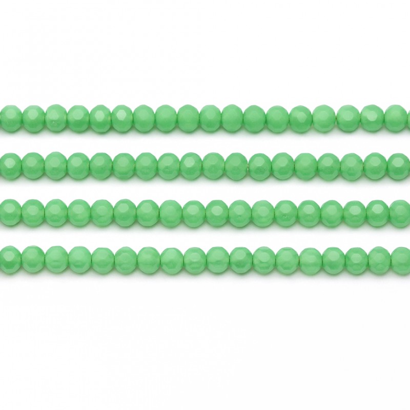 125 Perles à Facettes en Verre Vert Foncé 4mm