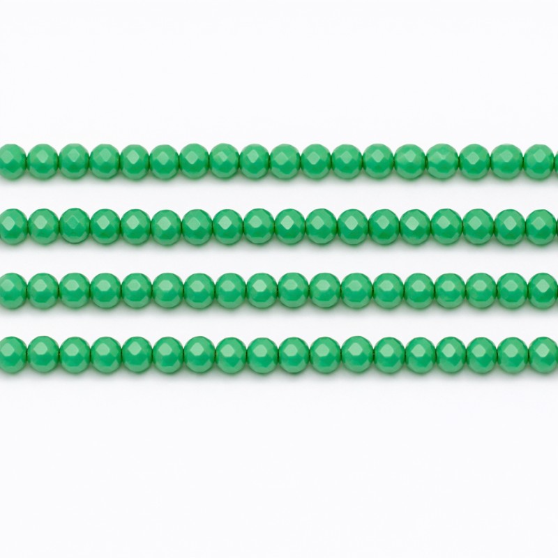 125 Perles à Facettes en Verre Vert Foncé 4mm
