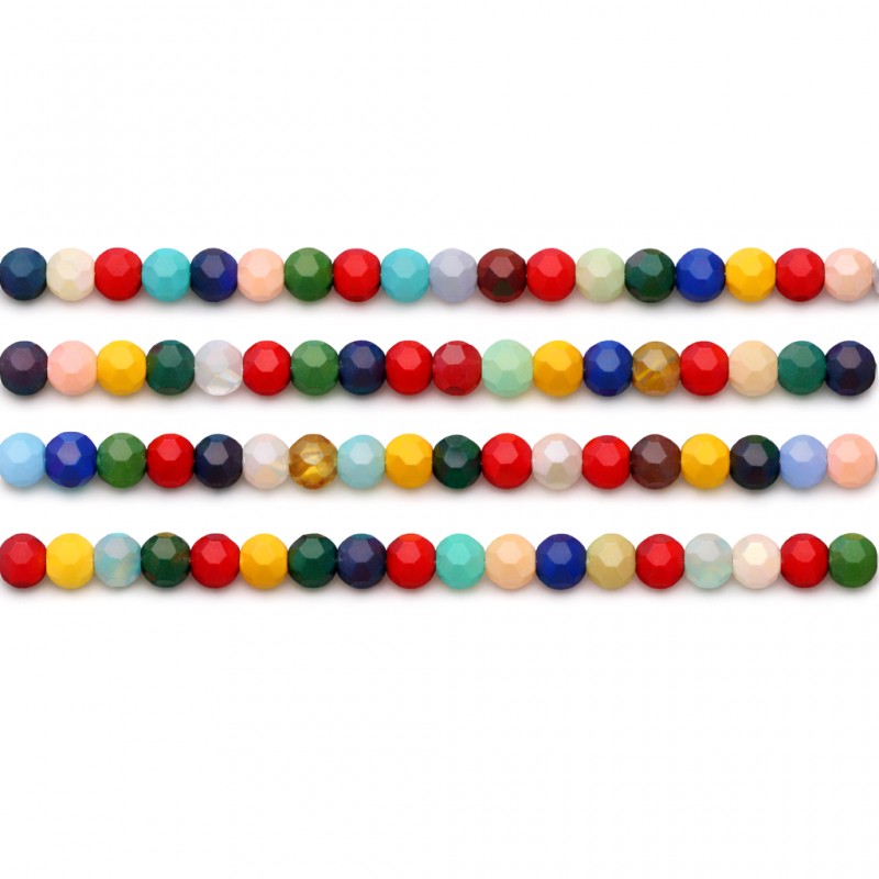 125 Perles à Facettes en Verre Multicolore 4mm