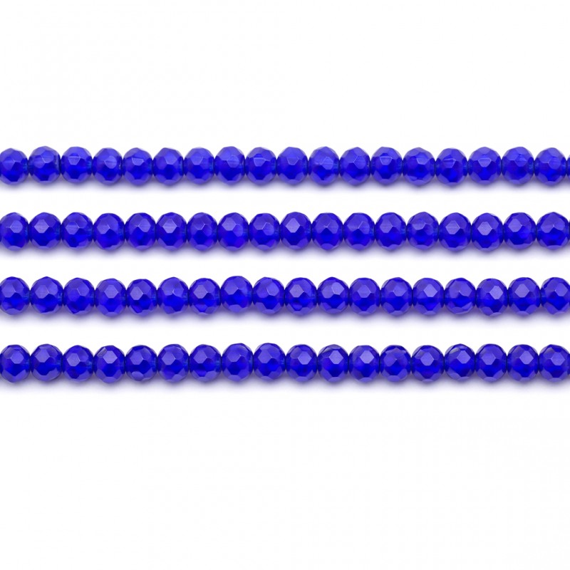 125 Perles à Facettes en Verre Bleu Profond 4mm
