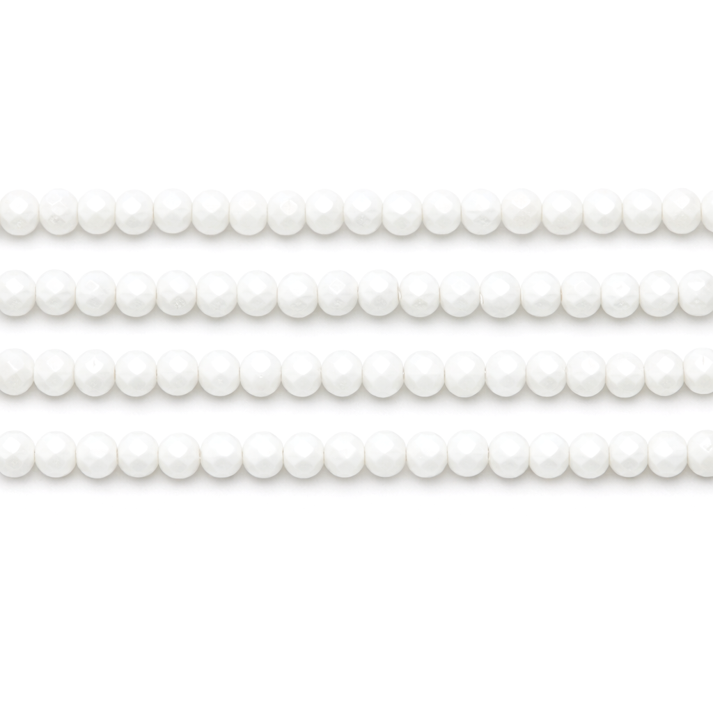 110 Perles à Facettes en Verre Blanc 4mm