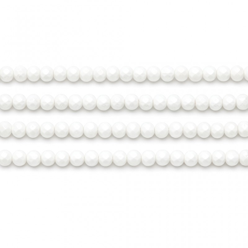 125 Perles à Facettes en Verre Blanc 4mm