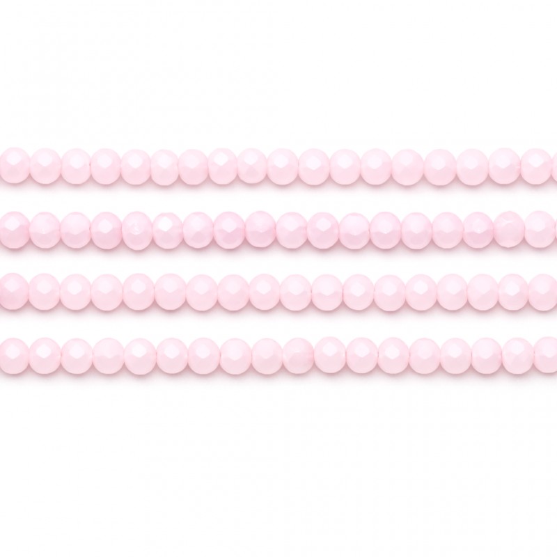 125 Perles à Facettes en Verre Rose 4mm