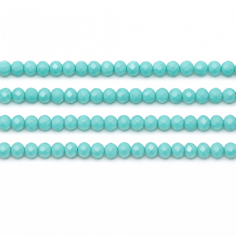 125 Perles à Facettes en Verre Turquoise 4mm