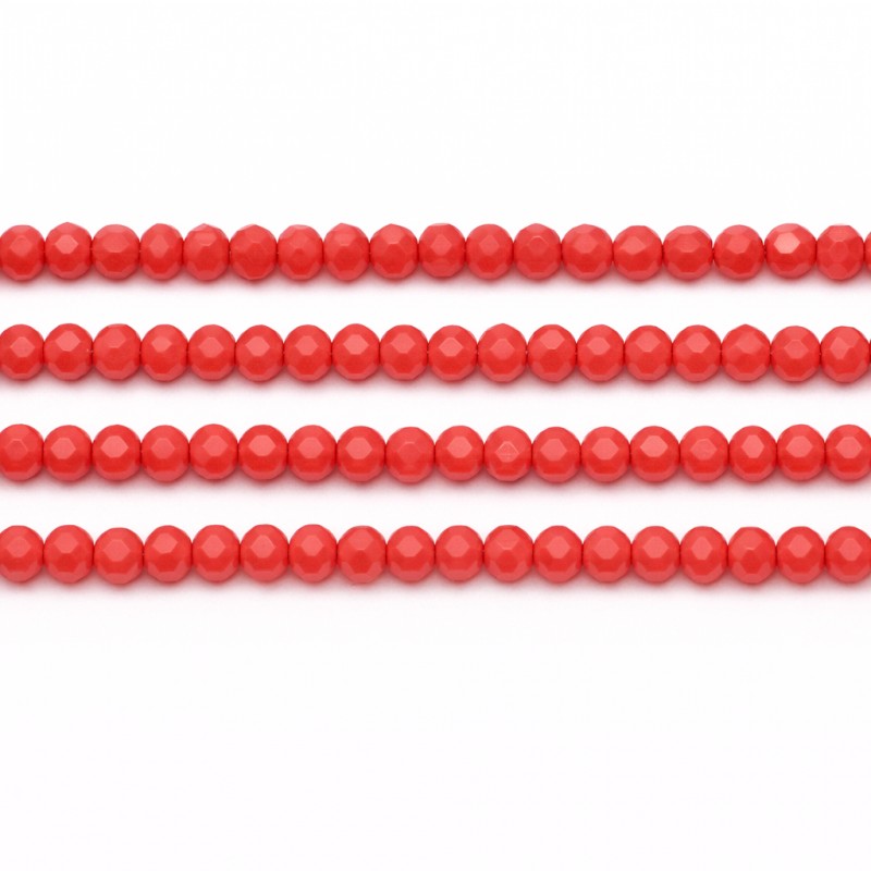 125 Perles à Facettes en Verre Orange 4mm