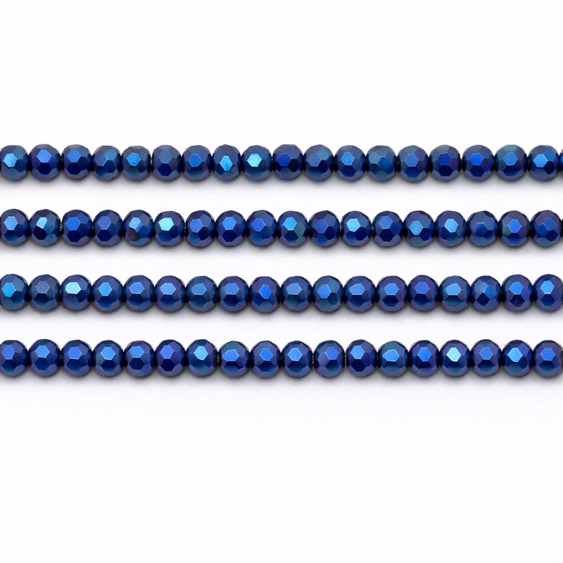 125 Perles à Facettes en Verre Bleu Brillant 4mm