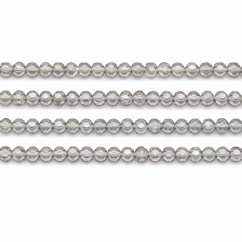 125 Perles à Facettes en Verre Gris 4mm