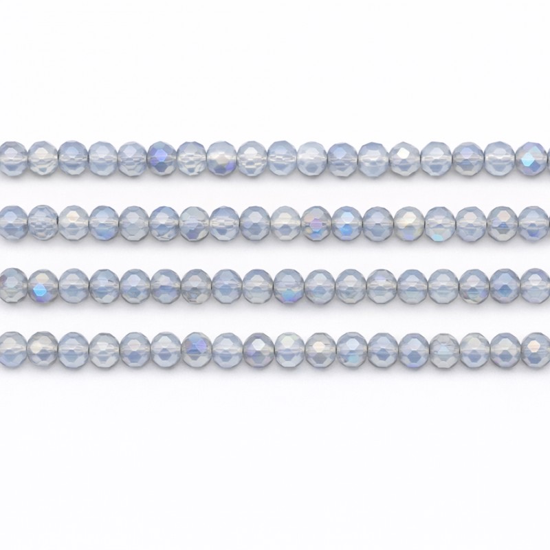 125 Perles à Facettes en Verre Bleu/Gris 4mm