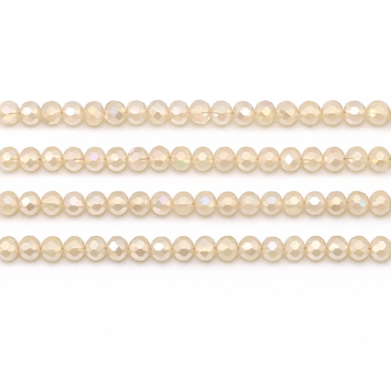 125 Perles à Facettes en Verre Champagne 4mm