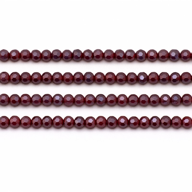 125 Perles à Facettes en Verre Rouge Foncé 4mm